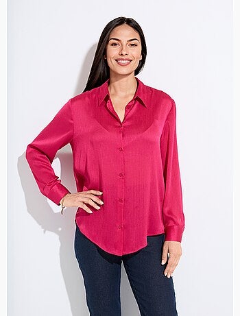 Chemisier boutonné satin manches longues - Afibel