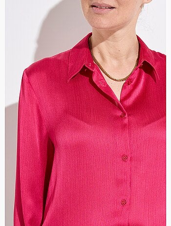 Chemisier boutonné satin manches longues - Afibel