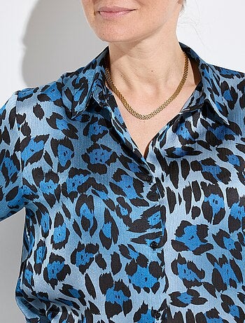 Chemisier boutonné satin manches longues