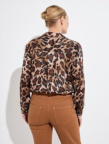 Chemisier boutonné satin manches longues