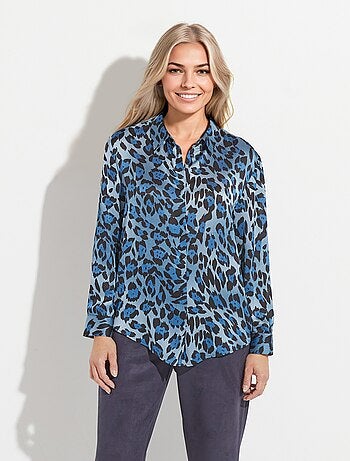 Chemisier boutonné satin manches longues