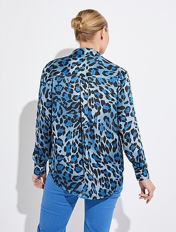 Chemisier boutonné satin manches longues