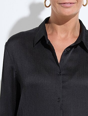 Chemisier boutonné satin manches longues