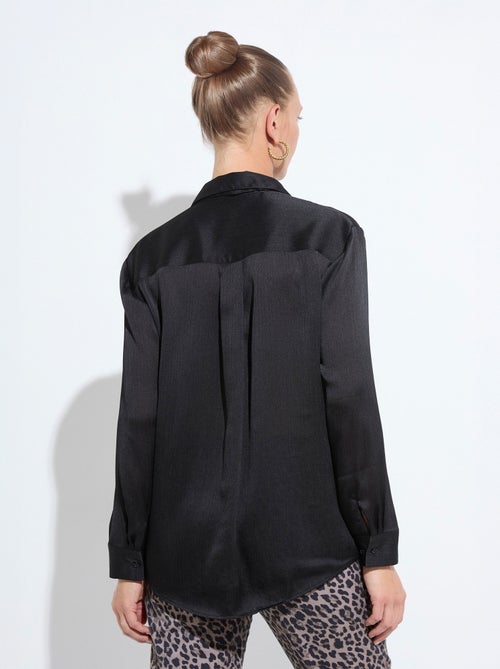 Chemisier boutonné satin manches longues - Kiabi