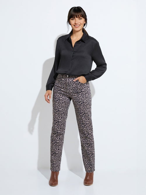 Chemisier boutonné satin manches longues - Kiabi