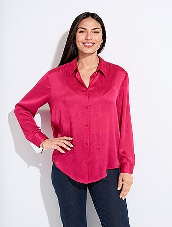 Chemisier boutonné satin manches longues