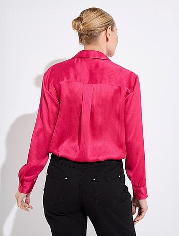 Chemisier boutonné satin manches longues