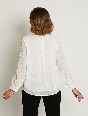 Chemisier boutonné voile plumetis uni
