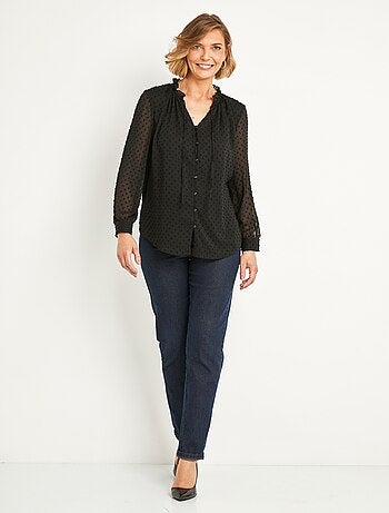 Chemisier boutonné voile plumetis uni
