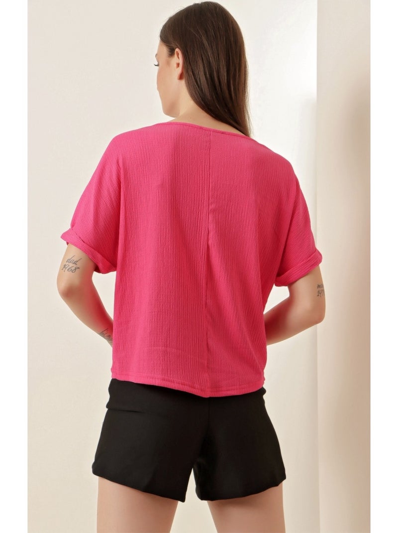 Chemisier Brodé Col V Rose - Kiabi