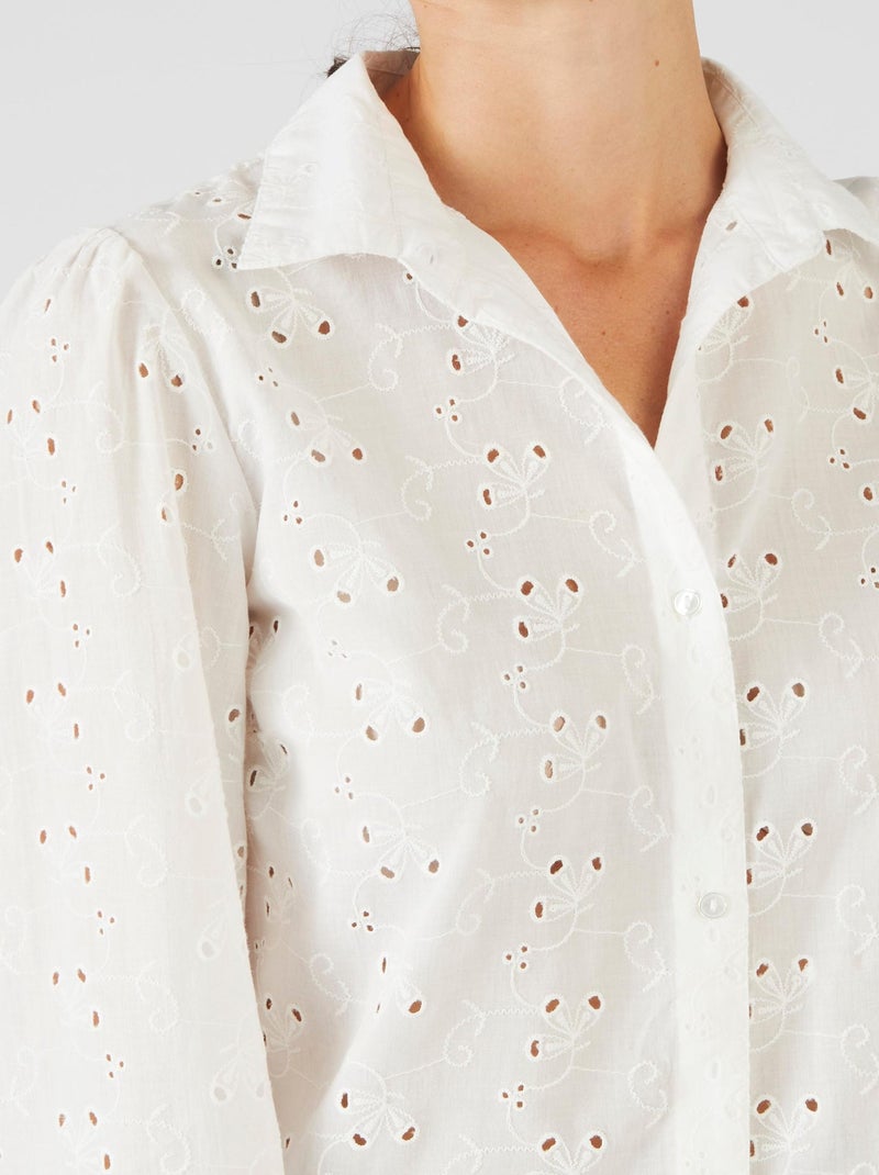 Chemisier broderie anglaise - Damart Blanc cassé - Kiabi