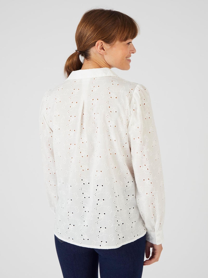 Chemisier broderie anglaise - Damart Blanc cassé - Kiabi
