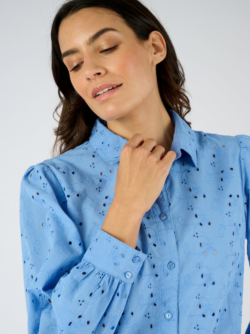 Chemisier broderie anglaise - Damart Bleu - Kiabi