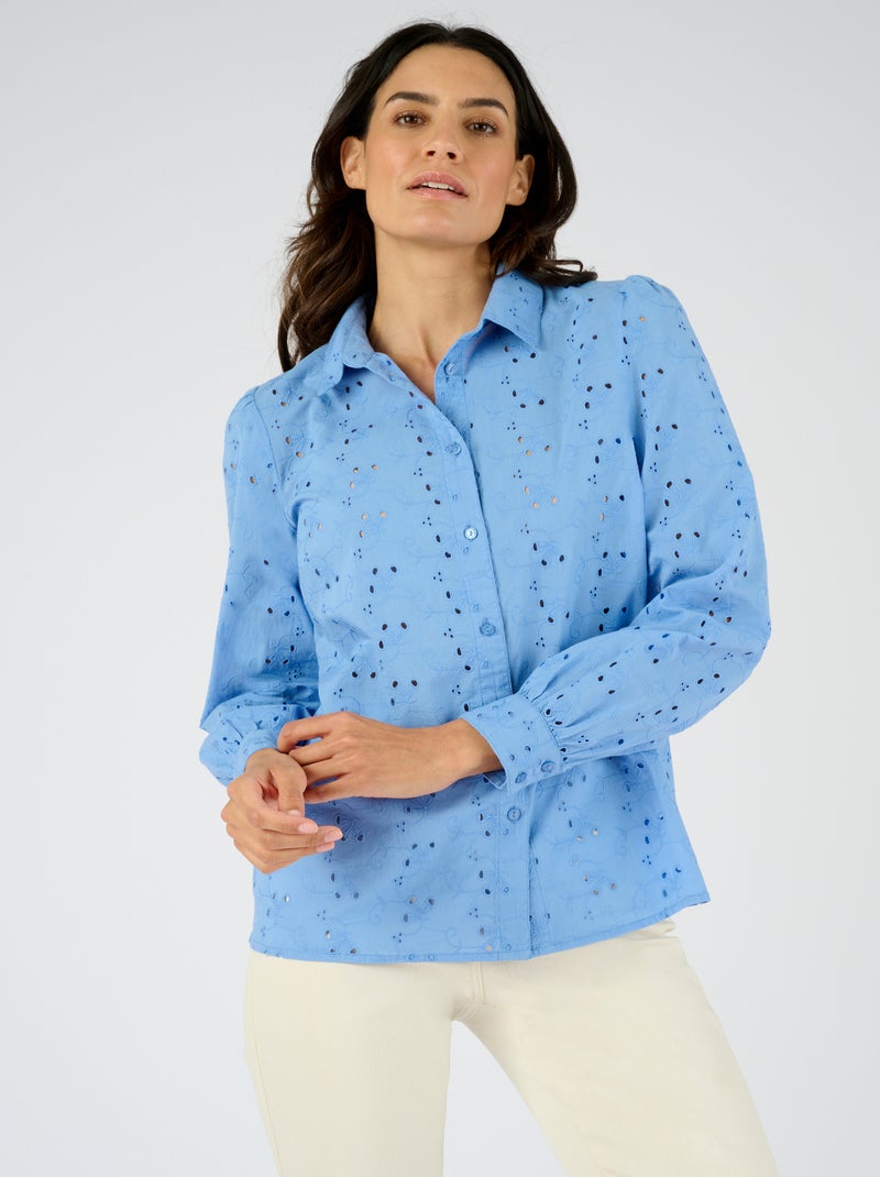 Chemisier broderie anglaise - Damart Bleu - Kiabi