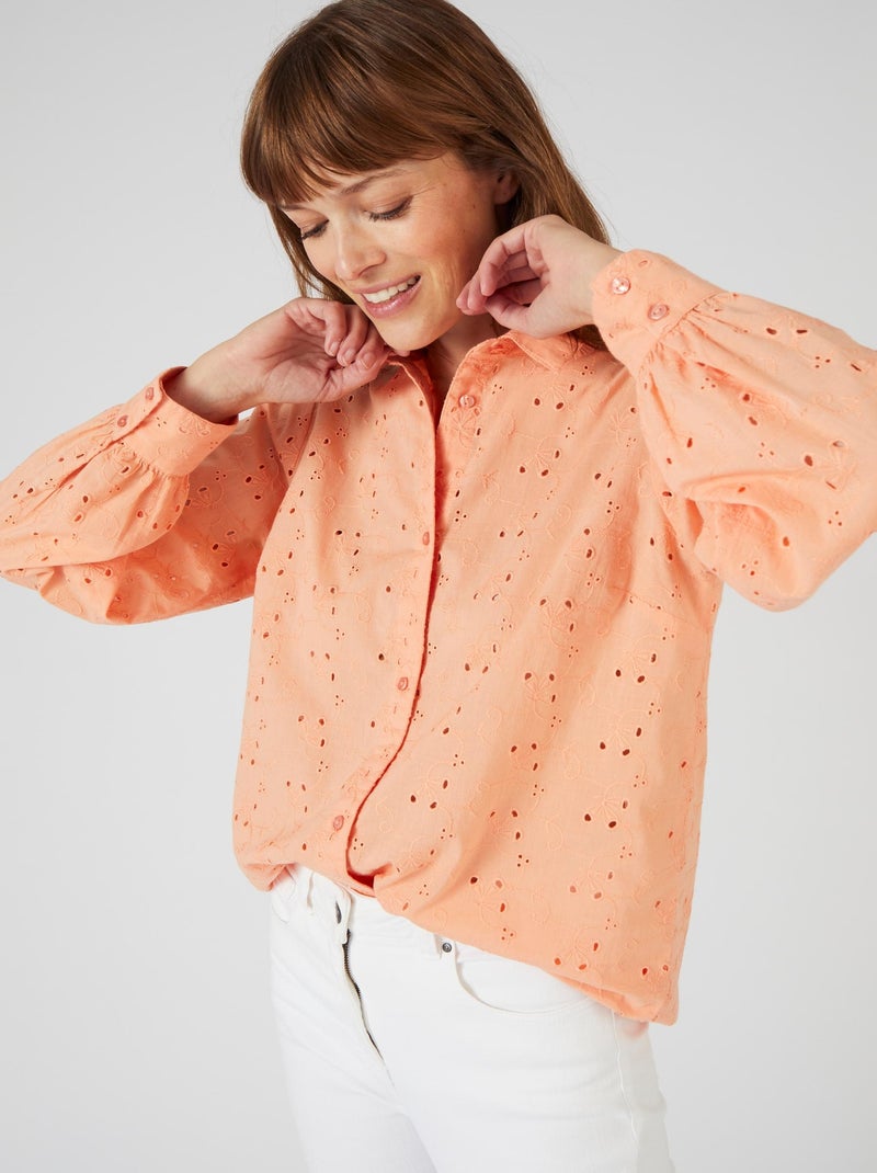 Chemisier broderie anglaise - Damart Orange - Kiabi