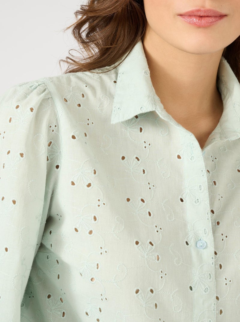 Chemisier broderie anglaise - Damart Vert d'eau - Kiabi
