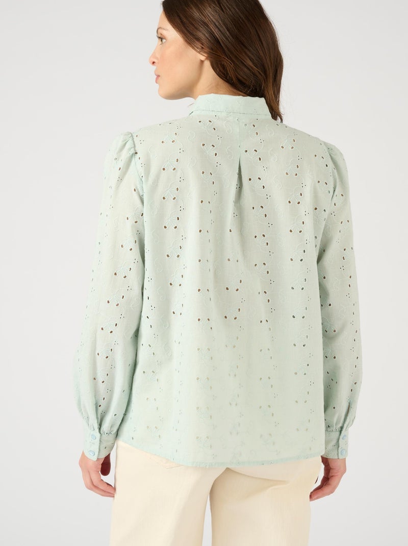 Chemisier broderie anglaise - Damart Vert d'eau - Kiabi