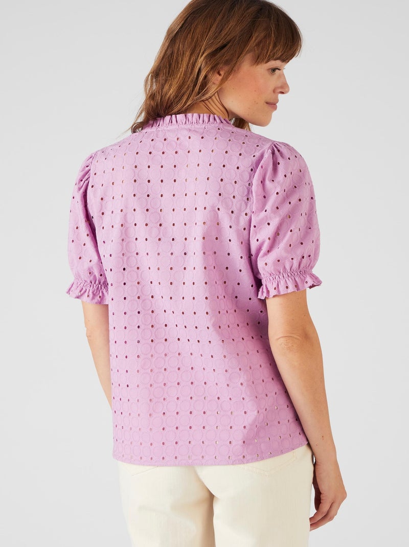 Chemisier broderie anglaise - Damart Violet - Kiabi