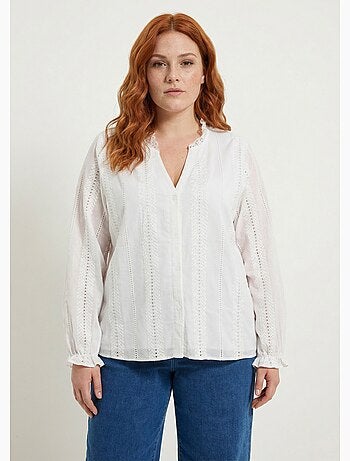 Chemisier broderie anglaise et col V - AFIBEL
