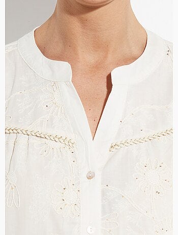 Chemisier broderies fleurs pailletées - AFIBEL