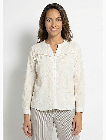 Chemisier broderies fleurs pailletées