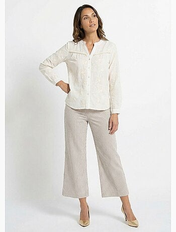 Chemisier broderies fleurs pailletées