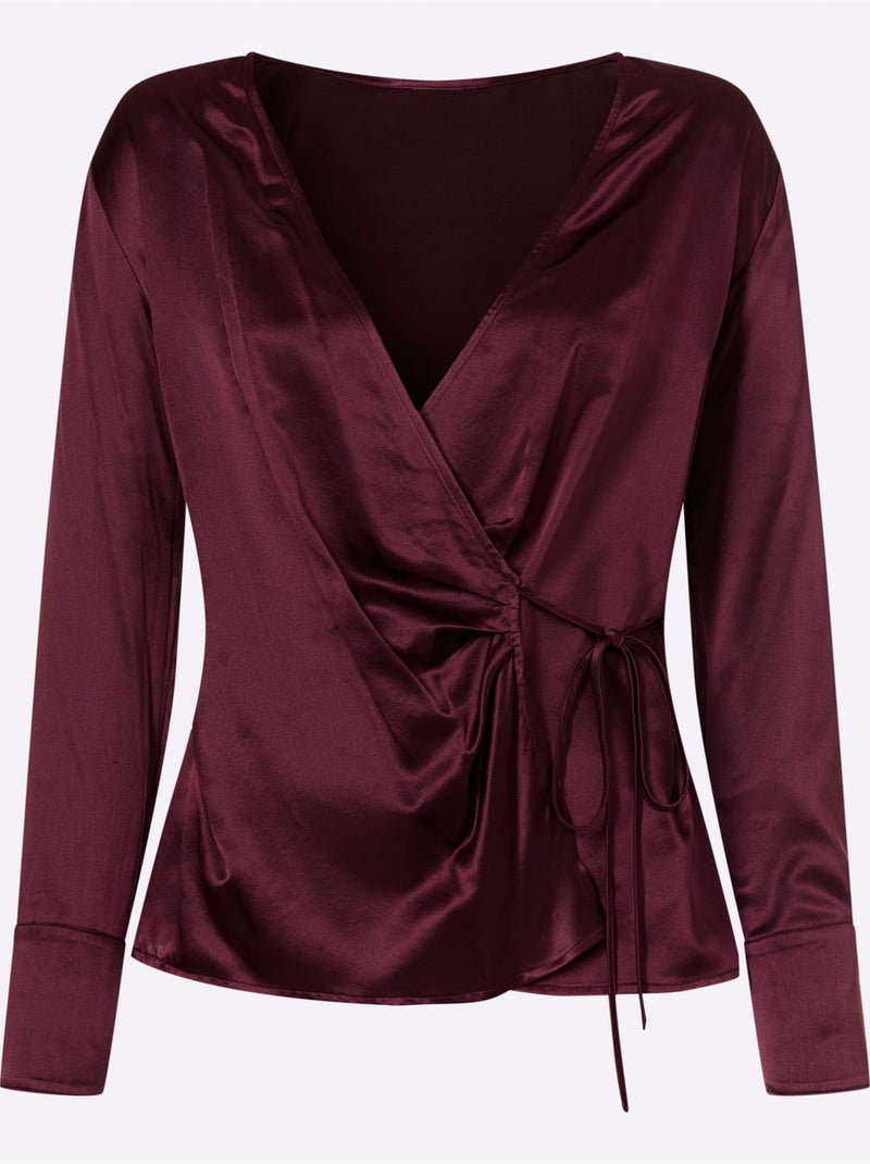 Chemisier Cache-cœur Joli Effet Cache-cœur - Taille Standard - Helline Noir Bordeaux - Kiabi