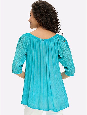Chemisier carmen tons bleus frais - taille standard - helline