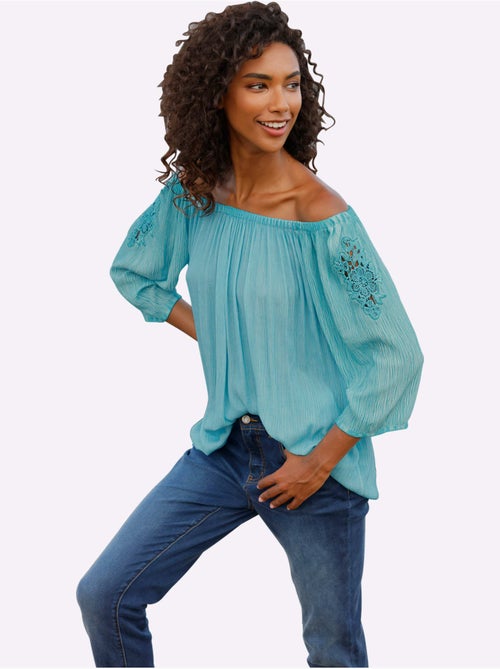 Chemisier carmen tons bleus frais - taille standard - helline - Kiabi Chemisier carmen tons bleus frais - taille standard - helline - Kiabi