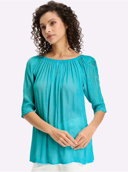 Chemisier carmen tons bleus frais - taille standard - helline - Kiabi Chemisier carmen tons bleus frais - taille standard - helline - Kiabi