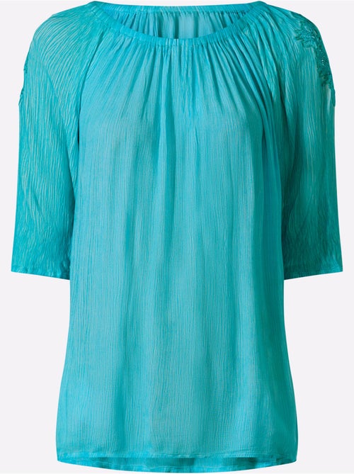 Chemisier carmen tons bleus frais - taille standard - helline - Kiabi Chemisier carmen tons bleus frais - taille standard - helline - Kiabi