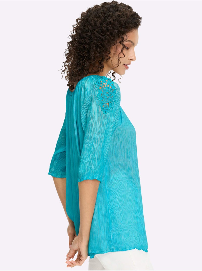 Chemisier carmen tons bleus frais - taille standard - helline Turquoise - Kiabi