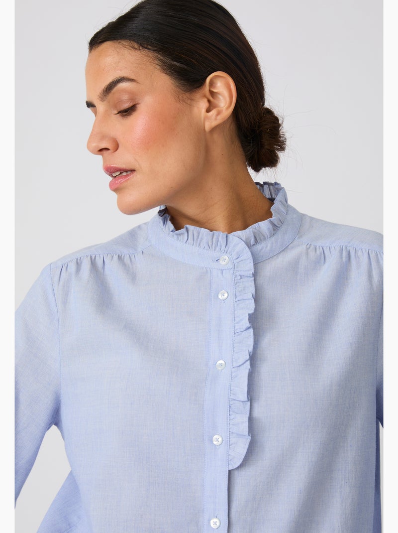 Chemisier chambray volanté - damart Bleu - Kiabi