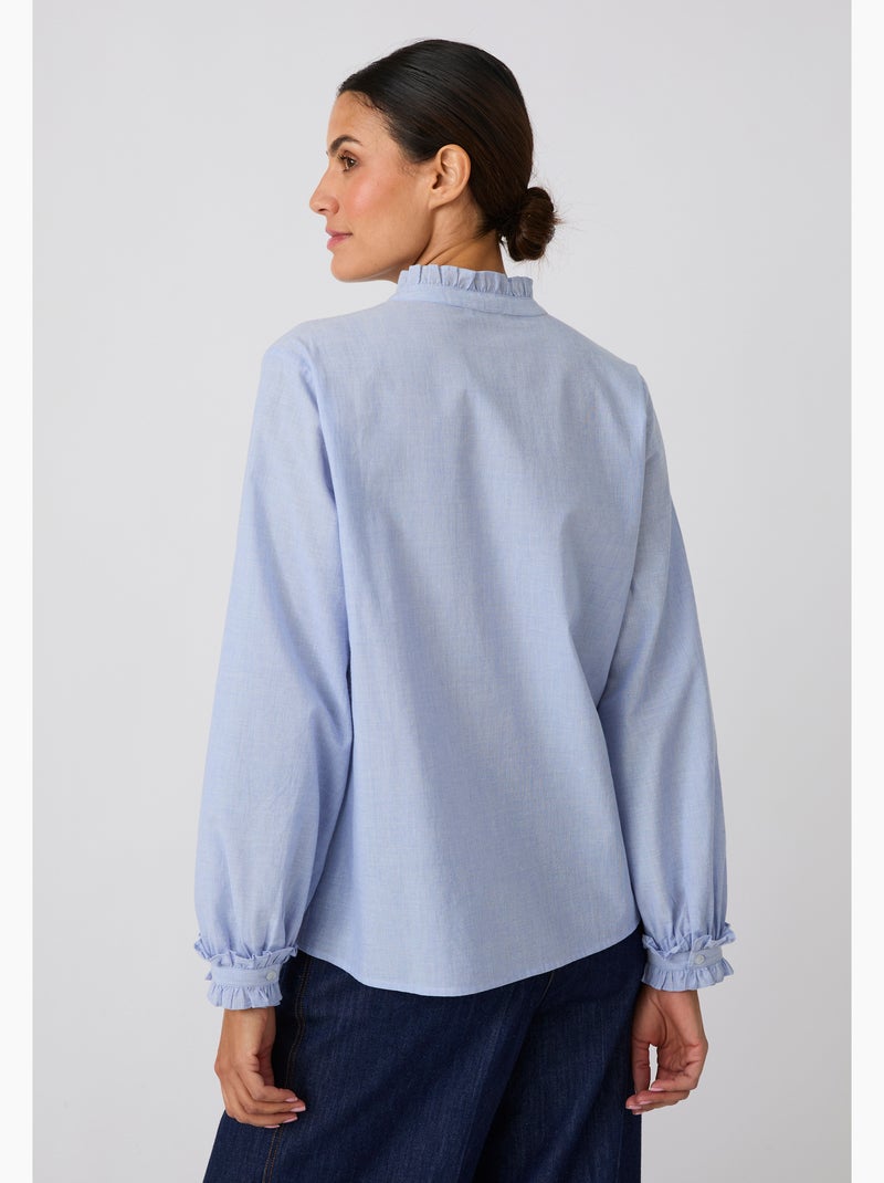 Chemisier chambray volanté - damart Bleu - Kiabi