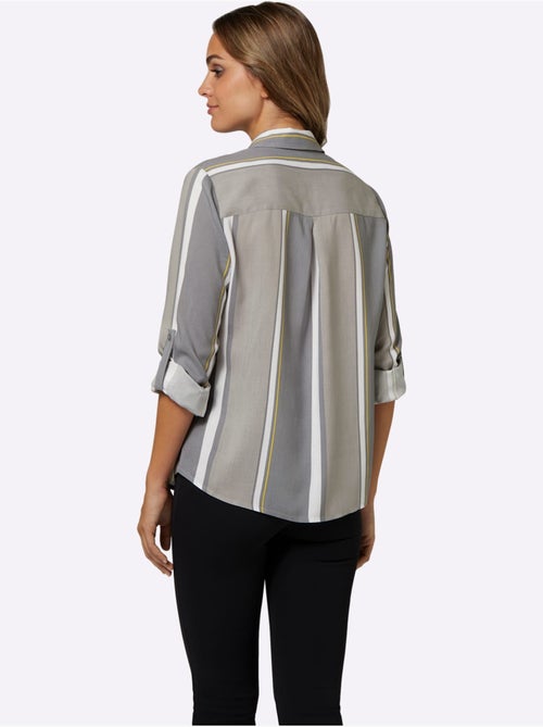 Chemisier chic à col classique et manches 3/4 à rayures - Taille standard - Moda Vilona - Kiabi
