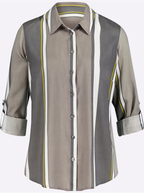Chemisier chic à col classique et manches 3/4 à rayures - Taille standard - Moda Vilona - Kiabi