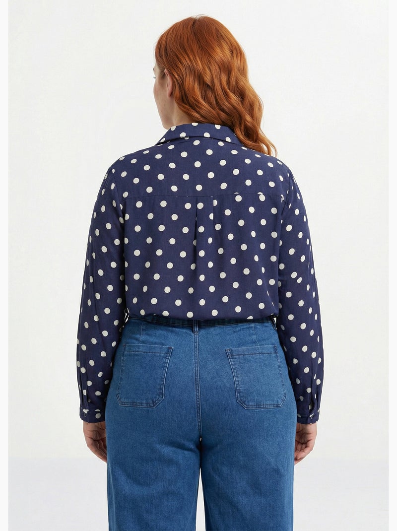 Chemisier chic, imprimé pois - afibel Bleu marine - Kiabi
