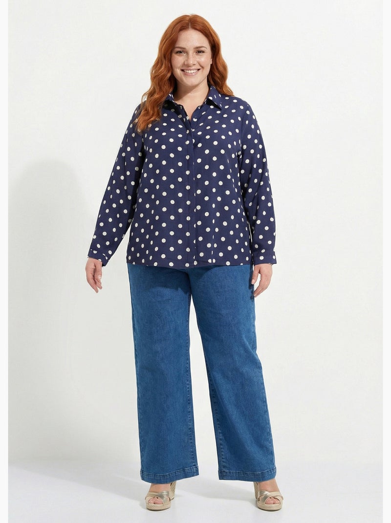 Chemisier chic, imprimé pois - afibel Bleu marine - Kiabi