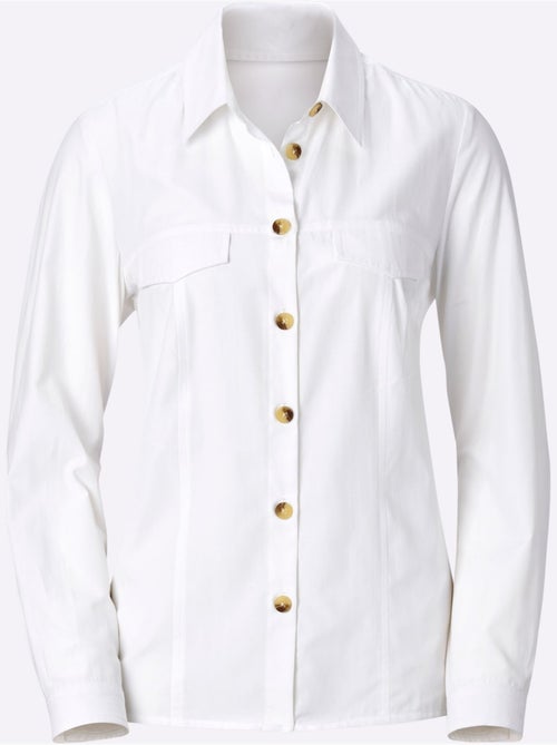 Chemisier classique avec col chemise et boutons contrastés - Taille standard - Witt - Kiabi Chemisier classique avec col chemise et boutons contrastés - Taille standard - Witt - Kiabi