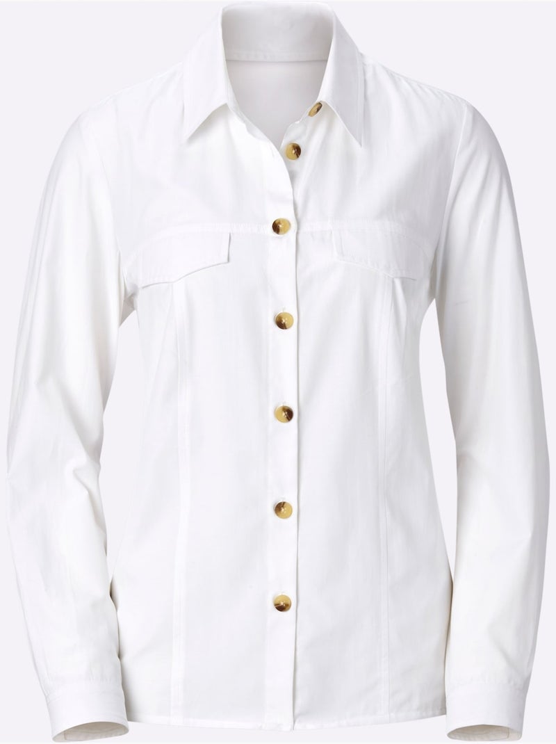 Chemisier classique avec col chemise et boutons contrastés - Taille standard - Witt Blanc - Kiabi