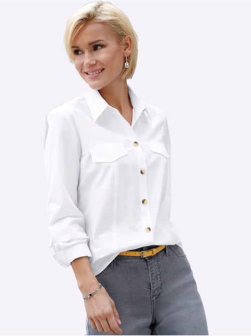 Chemisier classique avec col chemise et boutons contrastés - Taille standard - Witt - Kiabi Chemisier classique avec col chemise et boutons contrastés - Taille standard - Witt - Kiabi