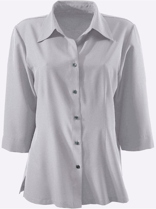 Chemisier classique avec col et manches 3/4 à boutons carrés - Taille standard - Moda Vilona - Kiabi Chemisier classique avec col et manches 3/4 à boutons carrés - Taille standard - Moda Vilona - Kiabi