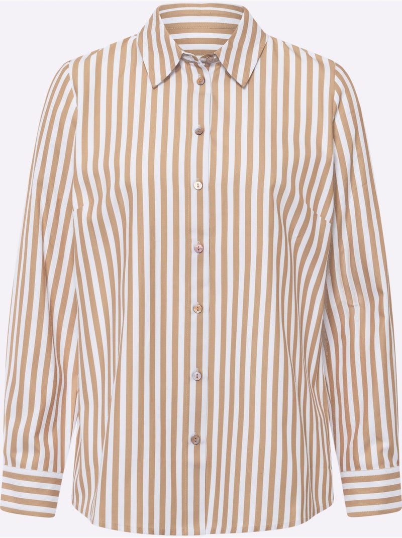 Chemisier Classique Motif à Rayures Mode - Taille Standard - Helline Blanc Marron - Kiabi