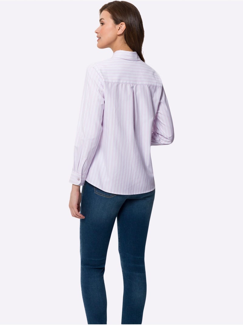 Chemisier Classique Motif à Rayures Mode - Taille Standard - Helline Blanc Rose - Kiabi