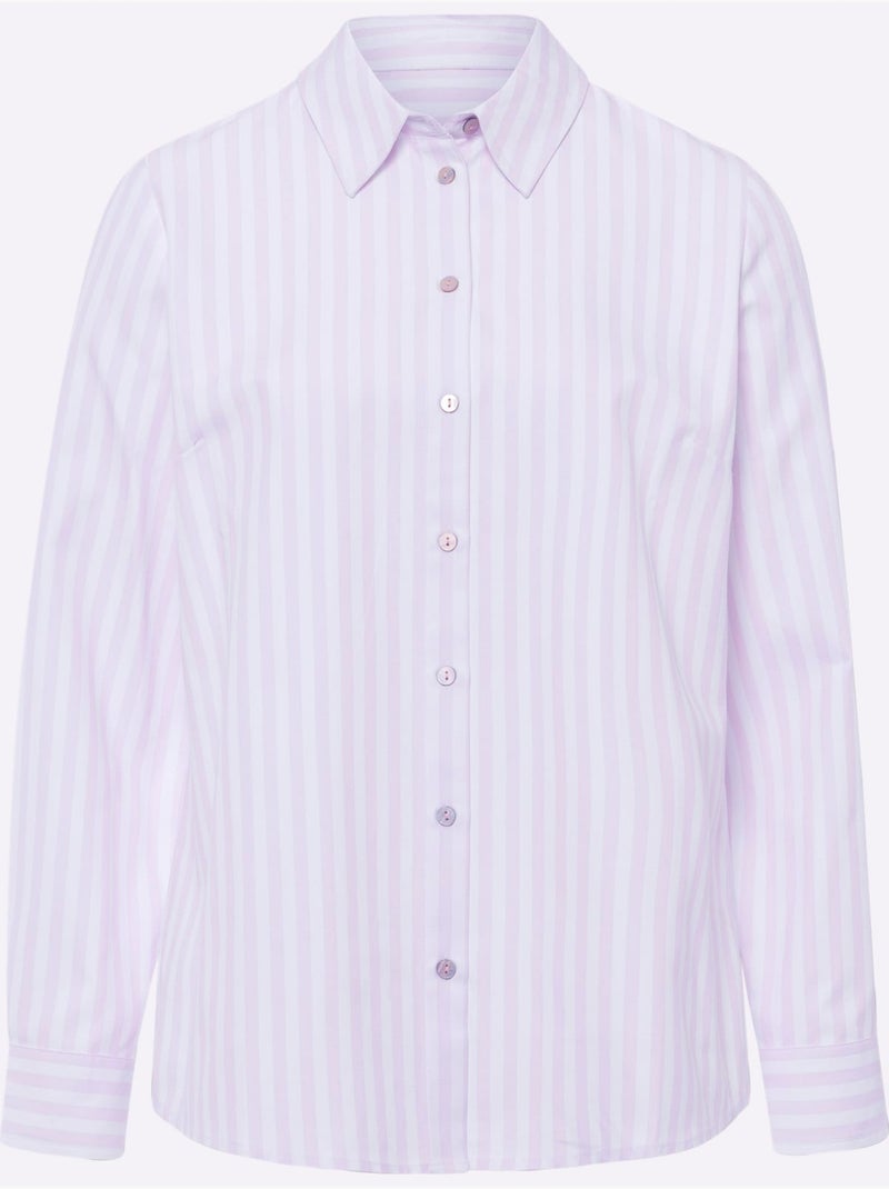 Chemisier Classique Motif à Rayures Mode - Taille Standard - Helline Blanc Rose - Kiabi