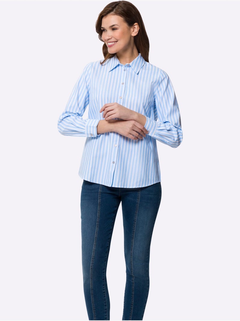 Chemisier Classique Motif à Rayures Mode - Taille Standard - Helline Bleu Blanc - Kiabi