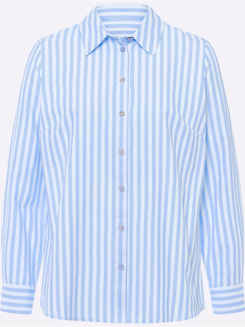 Chemisier Classique Motif à Rayures Mode - Taille Standard - Helline Bleu Blanc - Kiabi