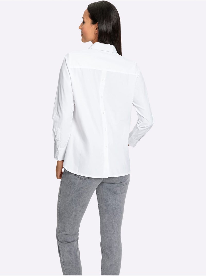 Chemisier Classique Patte De Boutonnage Le Long Du Dos - Taille Standard - Helline Blanc - Kiabi