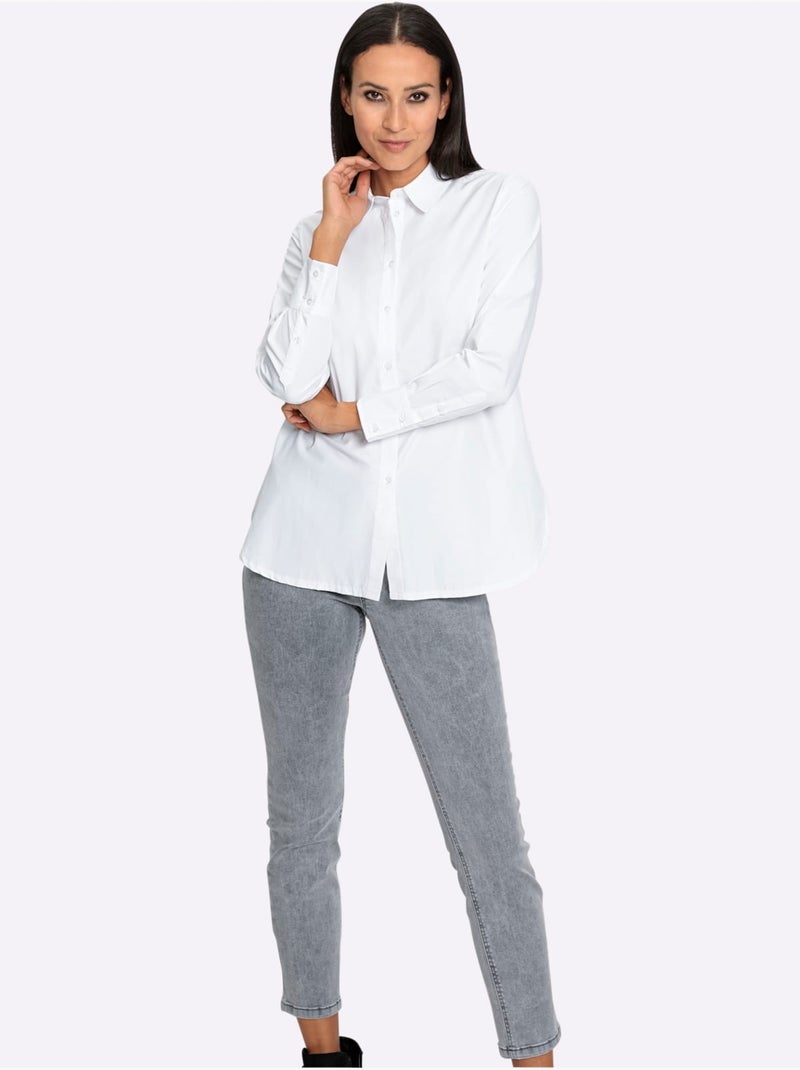 Chemisier Classique Patte De Boutonnage Le Long Du Dos - Taille Standard - Helline Blanc - Kiabi
