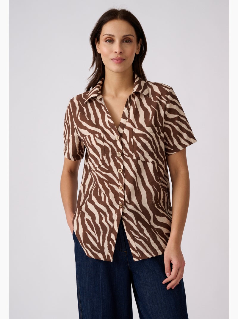 Chemisier Climatyl imprimé animalier - Damart Marron - Kiabi